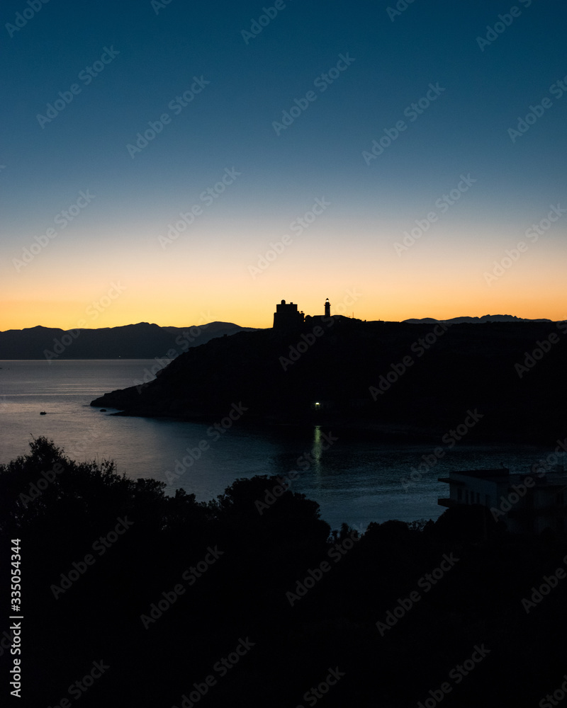 The Calamosca lighthouse at dusk
