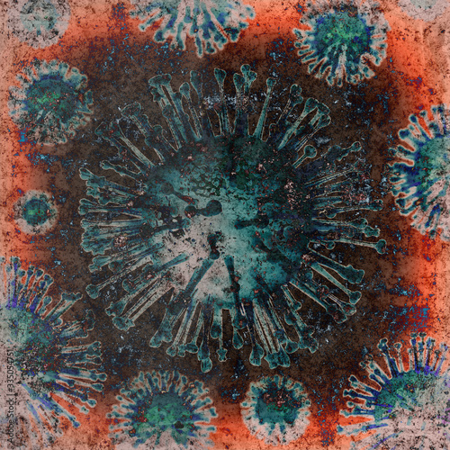Covid virus 19 artistic abstract color effect. 3d rendering