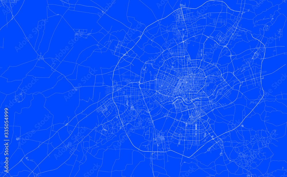 Fototapeta Blueprint of Shenyang city, One Color Map, color change, Artprint