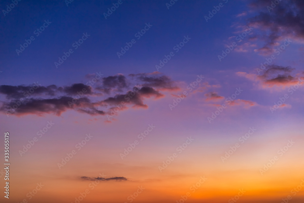 Sky with cloud and sun ray yellow and blue color background. With copy space for text or design.
