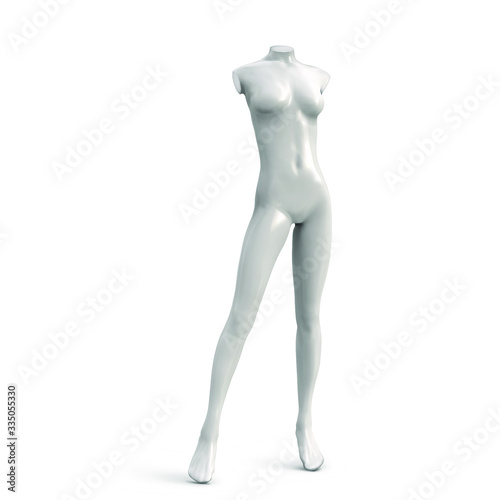 Body of female white mannequin without hands and head. Vector illustration.