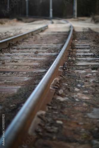 rails and sleepers, railway tracks go into the distance