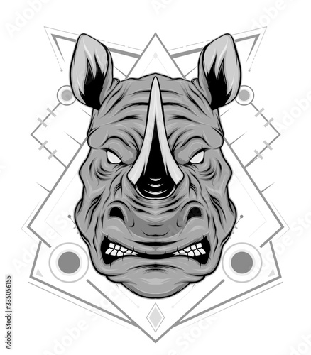 RHINO HEAD LOGO. ILLUSTRATION OF RHINO photo