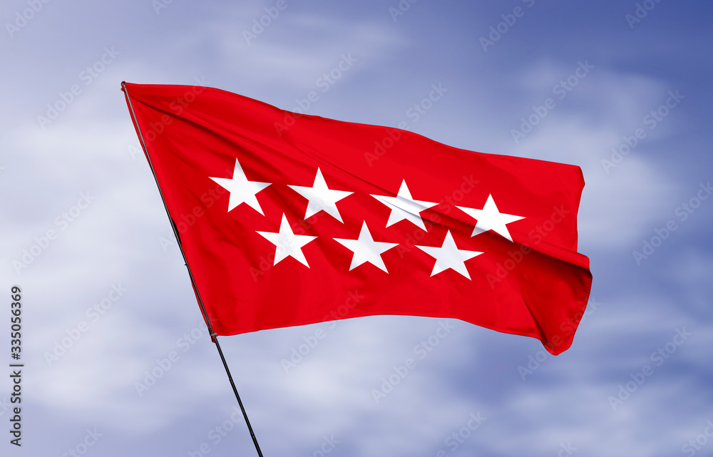 Madrid community flag with wind ripple effect Madrid community flag with wind ripple effect