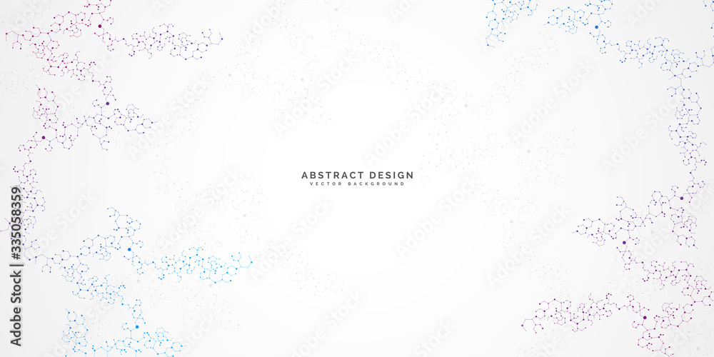 Abstract polygonal background with connecting dots and lines.Molecular structure with particles. Vector technology background.Global network connection. Abstract polygonal background with connecting dots and lines.Molecular structure with particles. Vector technology background.Global network connection.