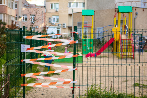 Ukraine. Odessa April 2, 2020. playground. COVID-19 security measures and security in the yard