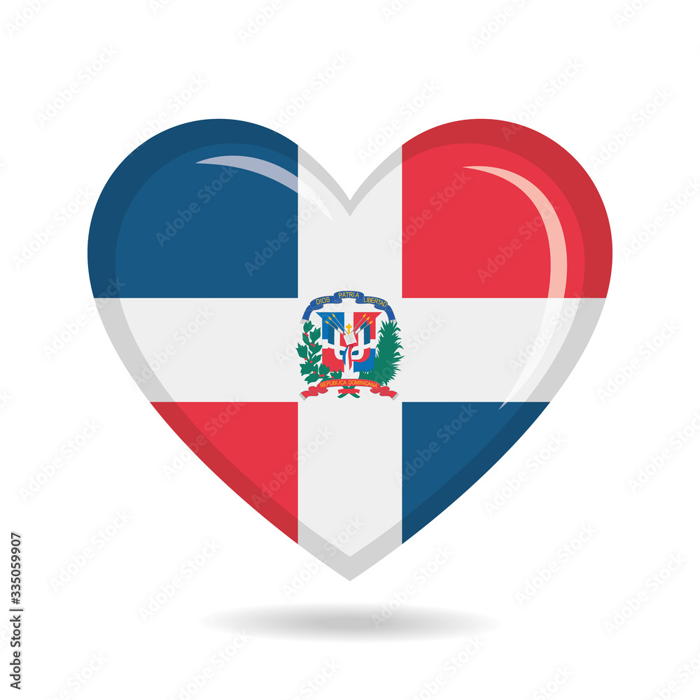Dominican Republic national flag in heart shape vector illustration Dominican Republic national flag in heart shape vector illustration