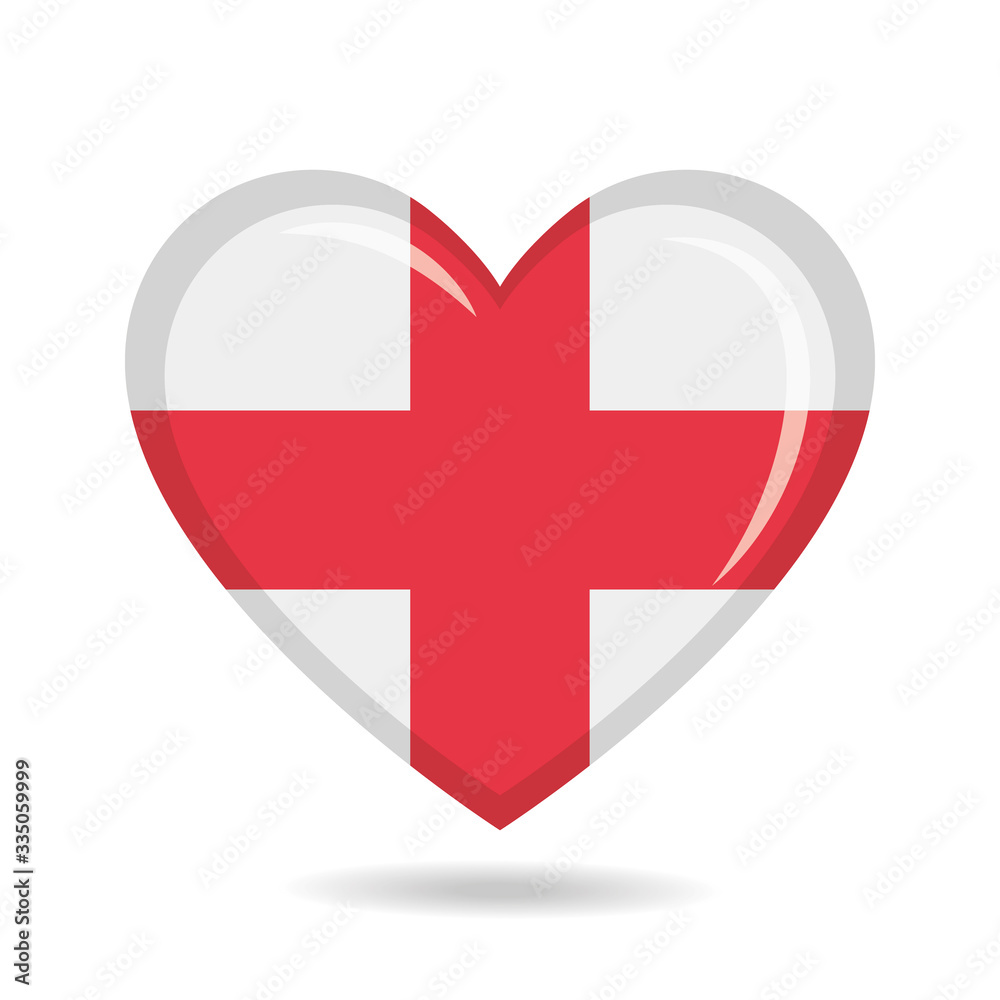 Obraz premium England national flag in heart shape vector illustration