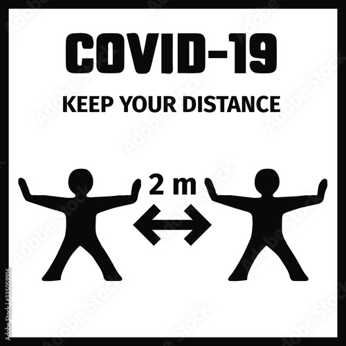 Safety rules for preventing coronavirus disease. Avoid contact during the spread of the COVID-19 virus. Keep a distance of 2 meters