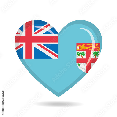 Fiji national flag in heart shape vector illustration