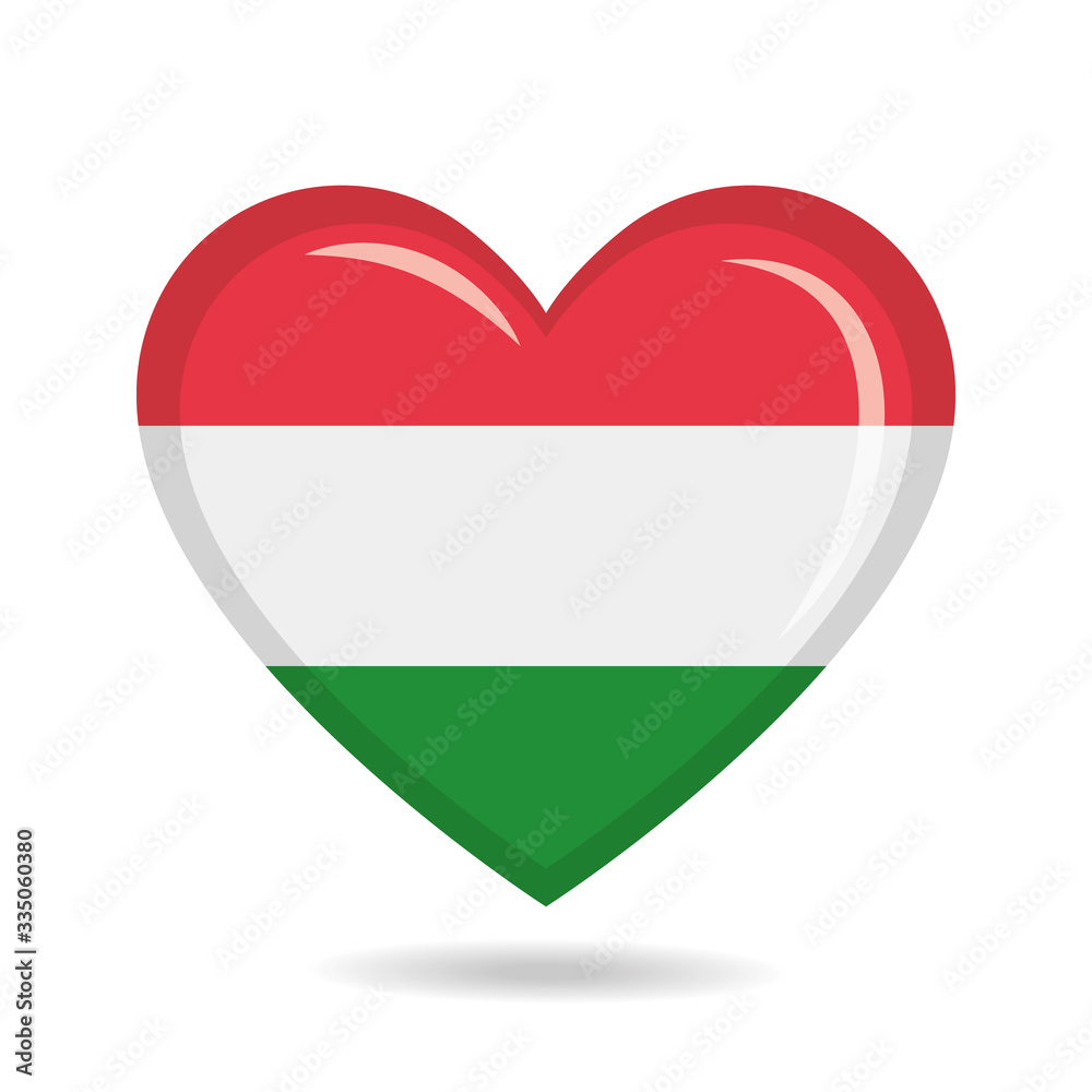 Hungary national flag in heart shape vector illustration Hungary national flag in heart shape vector illustration