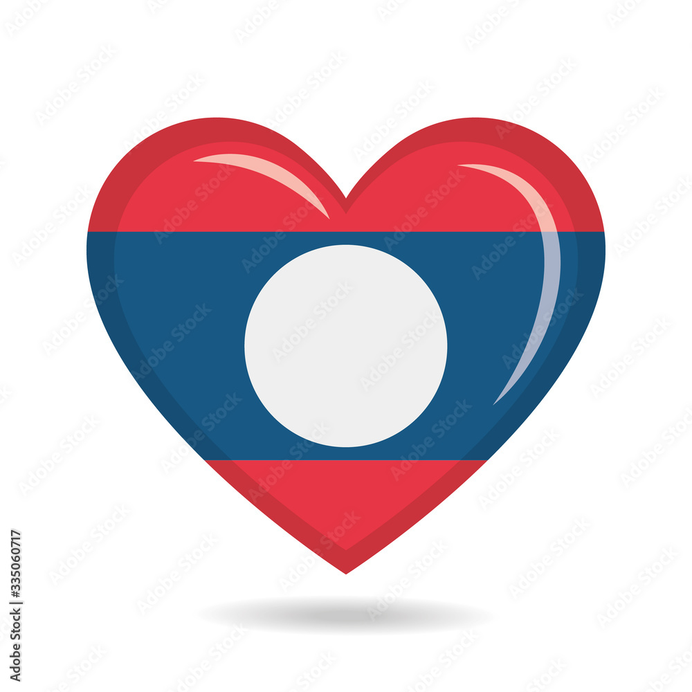 Laos national flag in heart shape vector illustration Laos national flag in heart shape vector illustration
