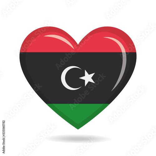 Free Download Libya national flag in heart shape vector illustration - GFXLoad