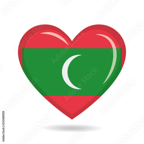 Free Download Maldives national flag in heart shape vector illustration - GFXLoad