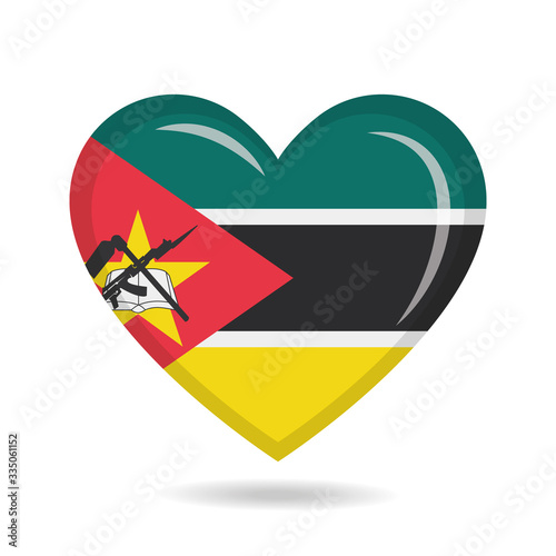 Free Download Mozambique national flag in heart shape vector illustration - GFXLoad