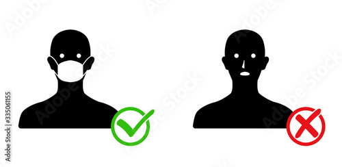 マスクと人物アイコン 感染予防