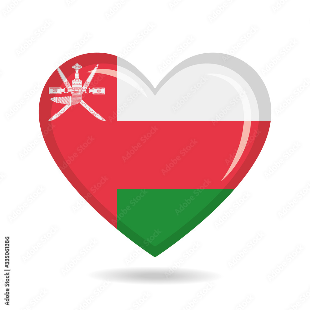 Oman national flag in heart shape vector illustration Oman national flag in heart shape vector illustration