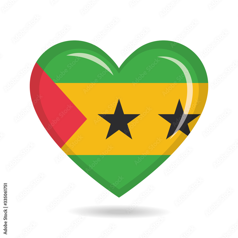 Sao Tome and Principe national flag in heart shape vector illustration Sao Tome and Principe national flag in heart shape vector illustration
