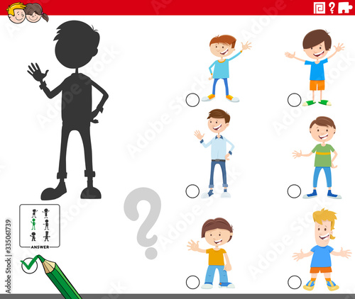 shadows game with cartoon boy characters
