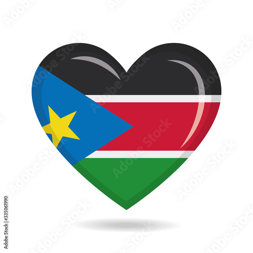 Free Download South Sudan national flag in heart shape vector illustration - GFXLoad