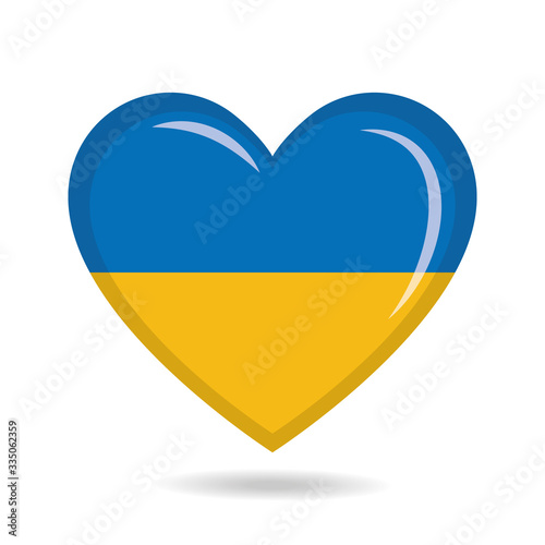 Ukraine national flag in heart shape vector illustration