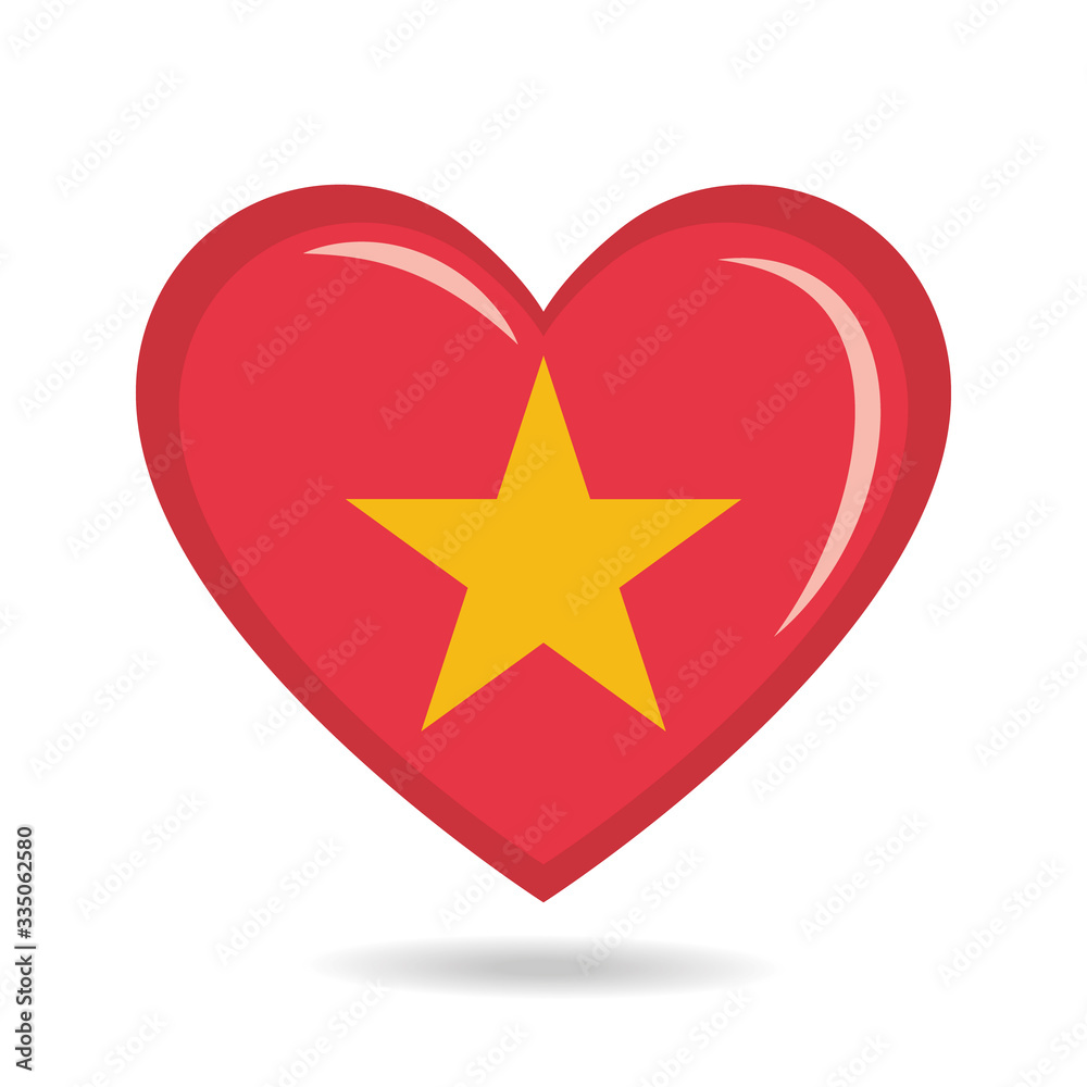 Vietnam national flag in heart shape vector illustration Vietnam national flag in heart shape vector illustration
