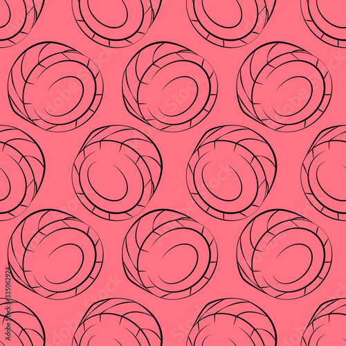 Vector seamless pattern with rolls, sushi. Beautiful food design elements. Linear texture.