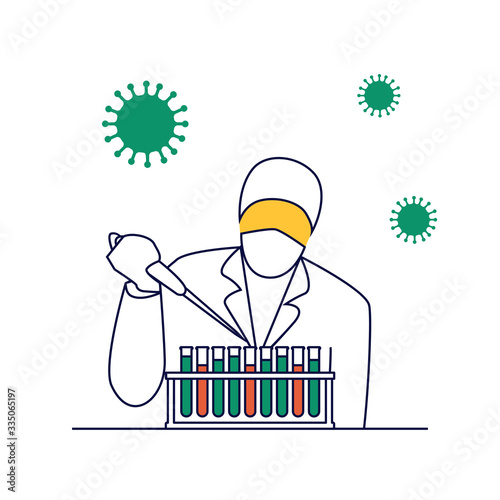 Investigando la vacuna para el coronavirus. El investigador científico está experimentado nuevos medicamentos.