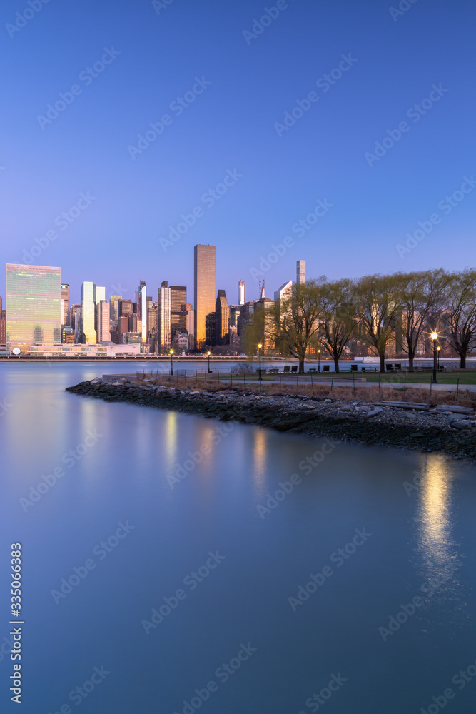 Midtown Manhattan during sunrise with long exposure 