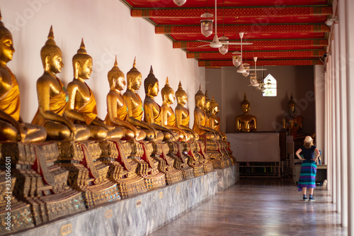 A beautiful view of Wat Pho buddhist temple in Bangkok, Thailand.