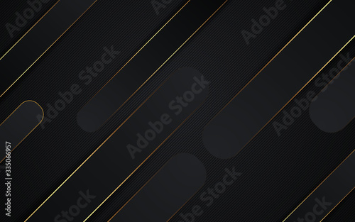 Geometric abstract background black and gold color luxury design minimal