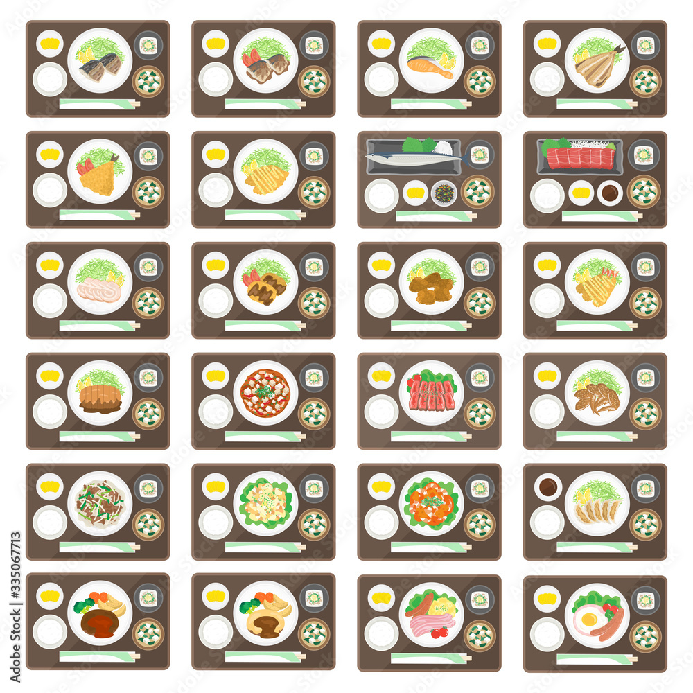 定食のイラストセット Stock ベクター Adobe Stock
