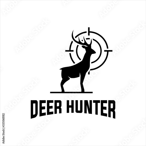 Logo Hunting and Objects Vector Design Elements Vintage Style, deer hunter emblem logo design vector