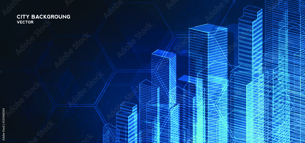 Obraz premium City background architectural with drawings of modern for use web, magazine or poster vector design.
