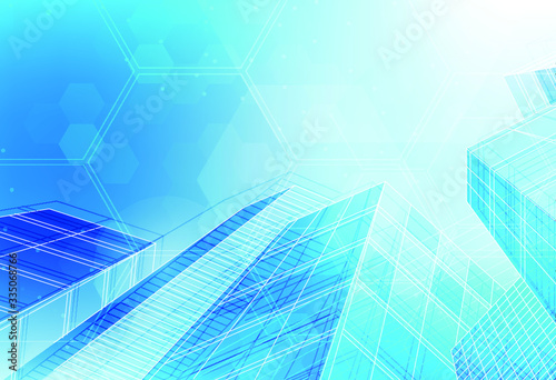 City background architectural with drawings of modern for use web, magazine or poster vector design.