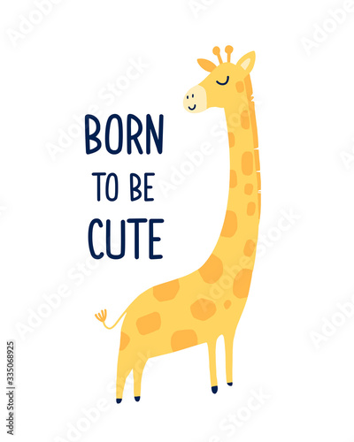 Hand drawing cute giraffe vector illustration.