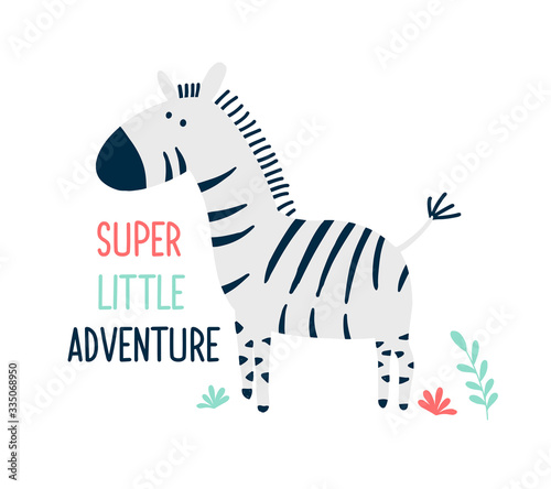 Hand drawing zebra vector illustration.