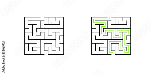 A 10-cell square maze with solution