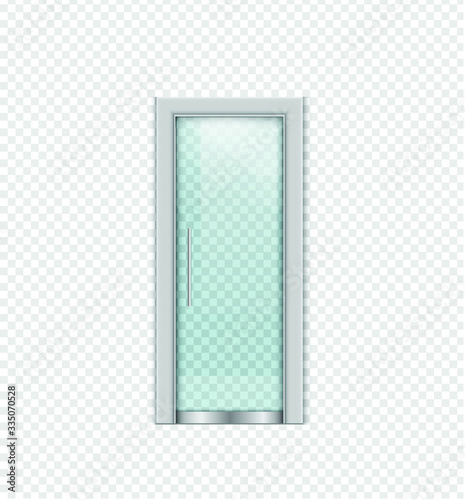 Double sliding glass doors with automatic motion sensor. vector design.