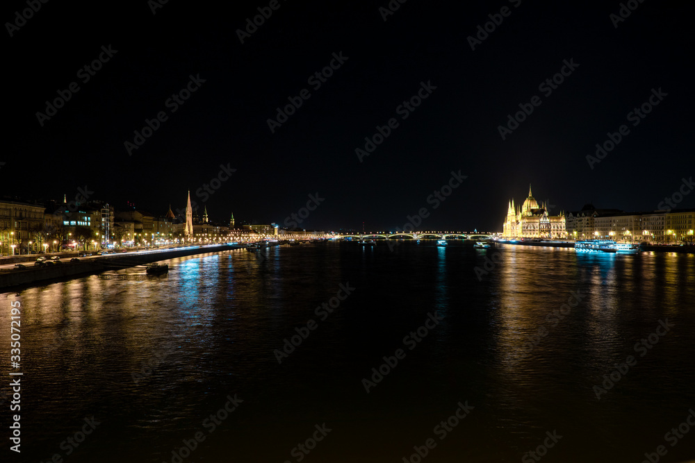 Danube river at night, Budapest