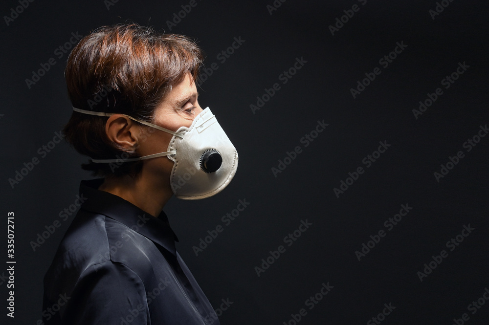 Fototapeta premium Woman Wearing Medical Protective Virus Mask