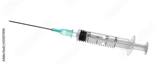 Medical syringe and needle on white background, clipping path photo