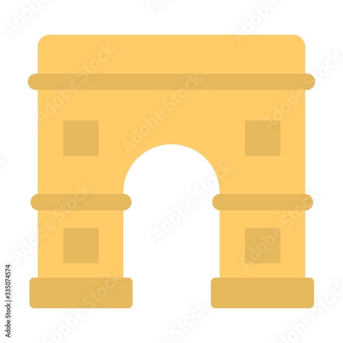 Gate of old city icon in flat style. Medieval monument icon.
