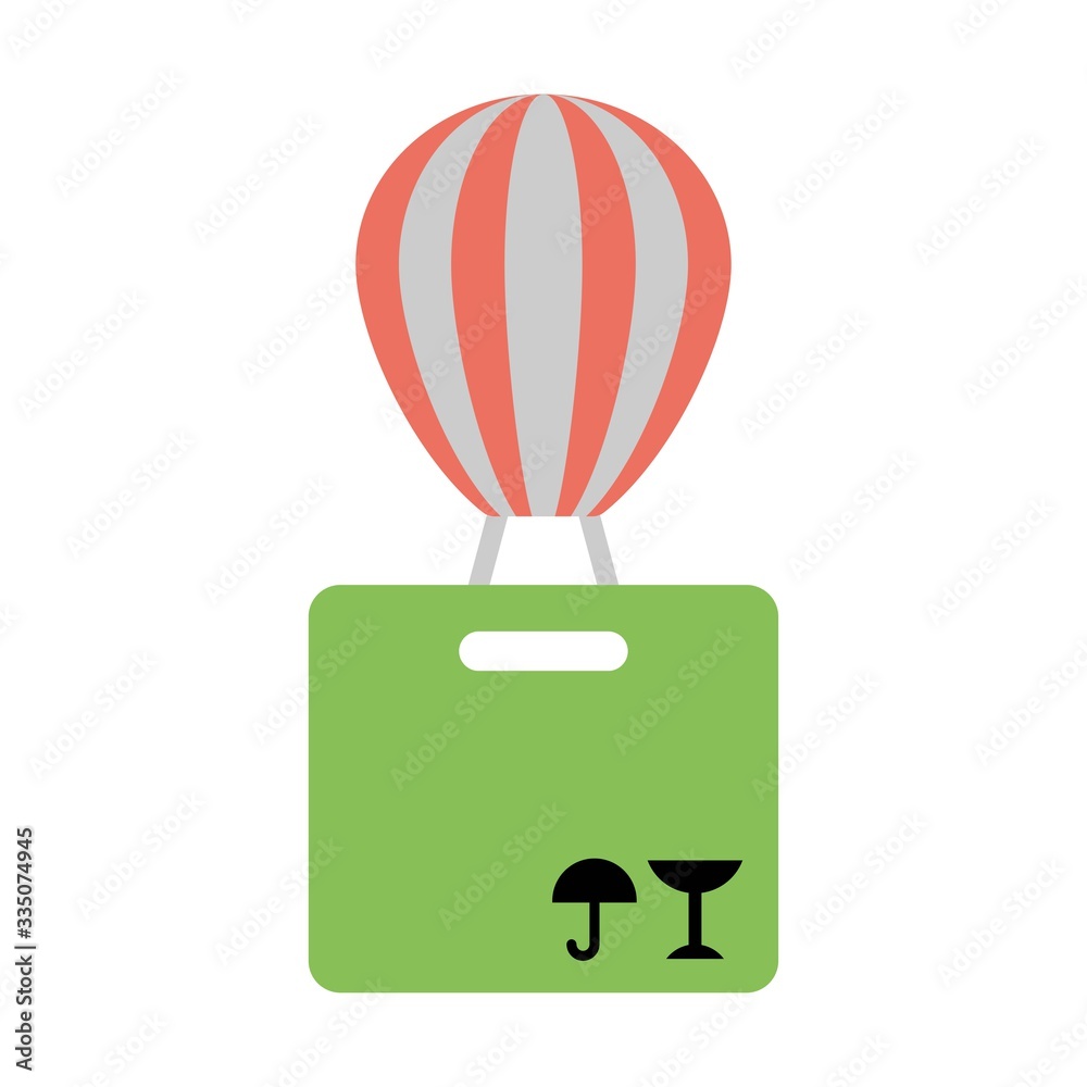 Fototapeta premium Delivery services and E-Commerce. Packages flies in a air balloon.