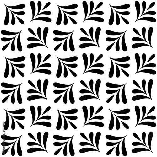 Vector geometric seamless pattern. Modern geometric background. Monochrome repeating pattern with abstract leaves.