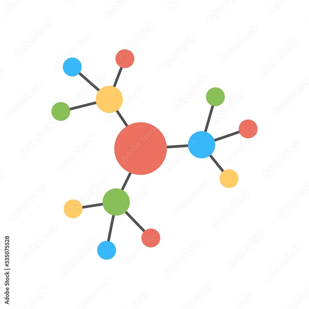 Molecule icon in flat style. Dna, atom model sign. Molecule icon in flat style. Dna, atom model sign.