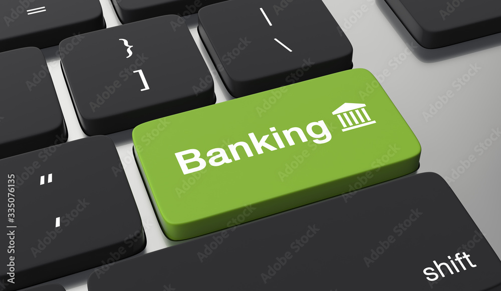 Fototapeta premium Online banking concept. Banking on keyboard button