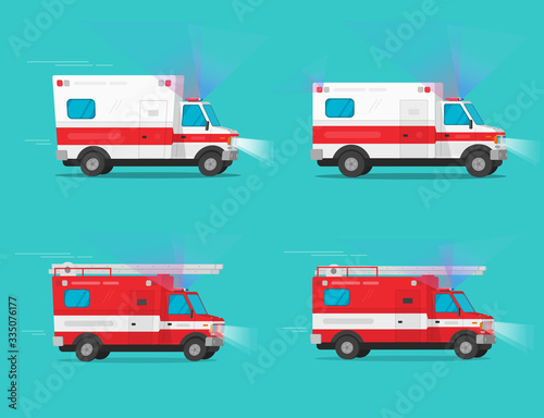 Tela Ambulance and firetruck emergency cars or fire engine truck and medical emergenc