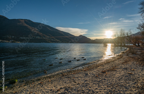 Wallpaper Mural Sunset in port of Ascona Torontodigital.ca