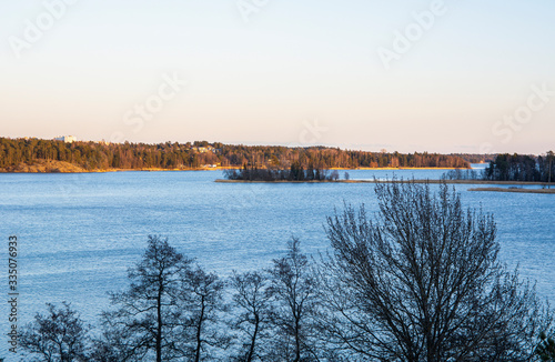 View to Saunalahti bay in the evening, Espoo, Finland © hivaka